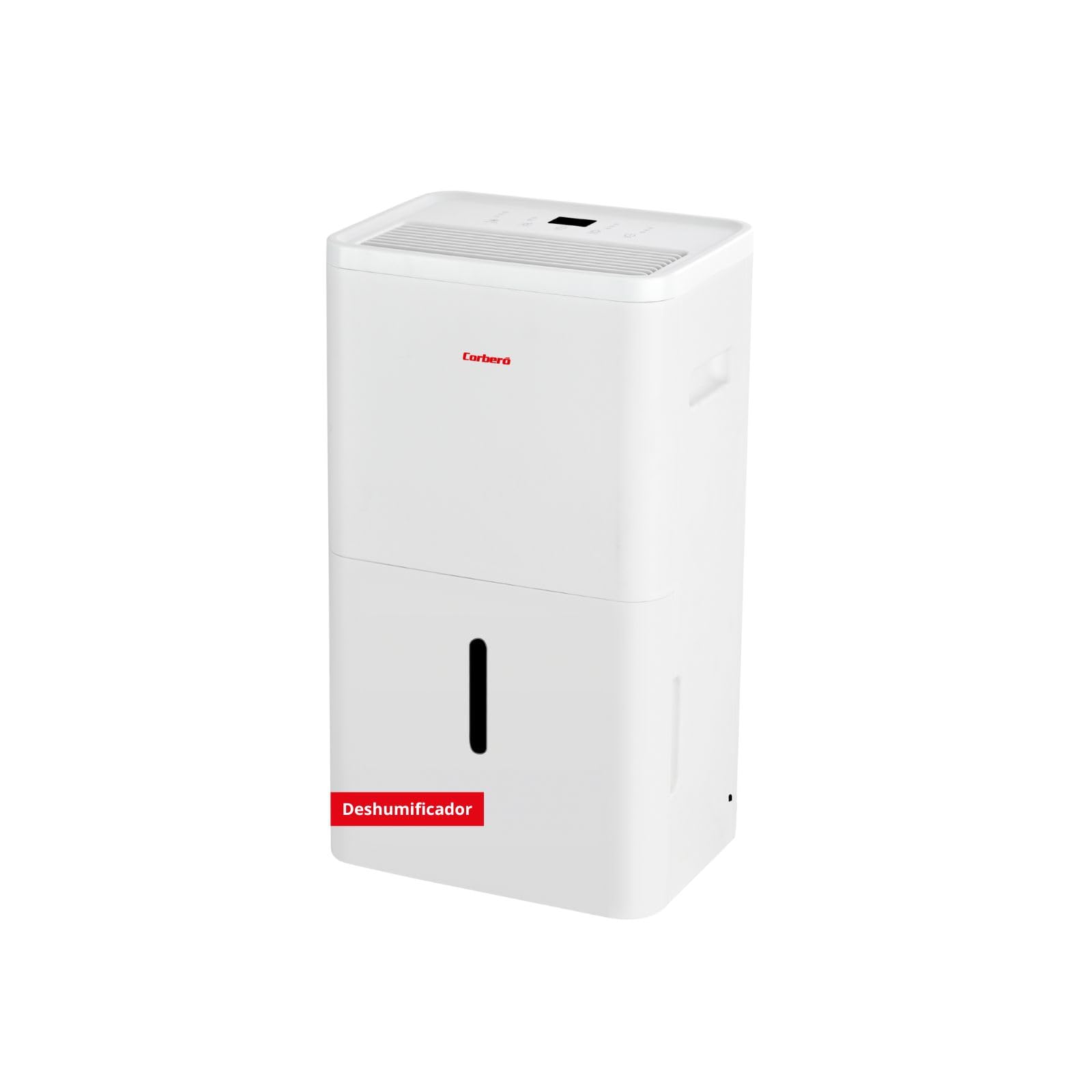 Osuszacz powietrza Corberó | CDG30 | Pojemność 30 l/dzień | Zbiornik 6,5 l | Ciągły drenaż | Automatyczne wyłączanie | ekologiczny czynnik chłodniczy R290 | Niskie zużycie energii | biały