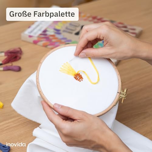 Stickgarn Set 50 Farben je 5 Meter – Freundschaftsarmbänder selber Machen – Nähgarn Set zum Sticken, Armband knüpfen, Basteln, Armband flechten – Kreuzstich Stick – Embroidery Thread – Inovida