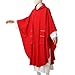 BLESSUME Church Priests Solid Chasuble Mass Vestments (Red-Flat Collar)