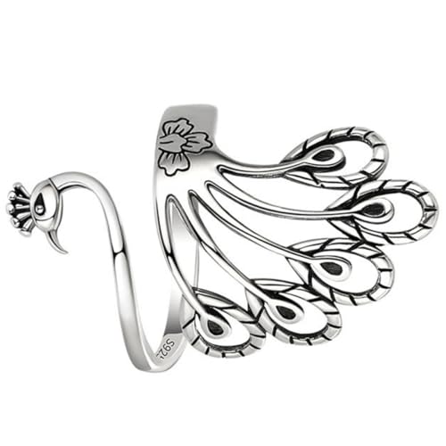 Operitacx Anillo Vintage Abierto Ajustable de Cobre Diseño de Ave para Mujer, Estilo Étnico Clásico, Fácil de Poner y Quitar, Adecuado para Uso Diario Color Aleatorio