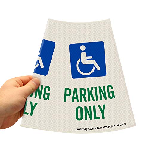 Image of SmartSign inchHandicapped Parking Only inch Bright Reflective Cone Message Sleeve, [Cone Not Included]