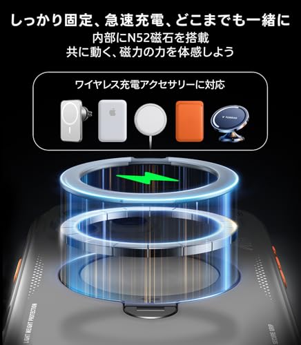 undefined TORRAS iPhone 16 Pro Max 用 ケース【エアクッション 超強保護】米軍MIL規格 耐衝撃 多機能360度回転 スタンド 縦横両対応 リング ハルバッハマグネット搭載 MagSafe対応 ワイヤレス充電 カメラコントロールボタン付き 防指紋 黄ばみなし あいふおん16 Pro Max 用 カバー 6.9インチ Ostand Q3 Air 黒影 ブラック の商品画像 5