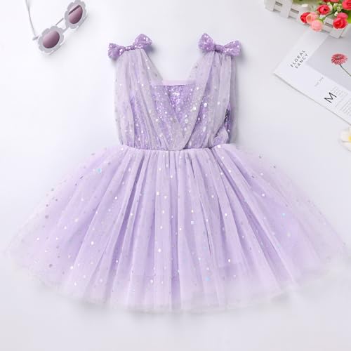 OBEEII Baby Girl Sequin Dress Toddler Sleeveless Sparkly Tulle Birthday Party Dress Flower Girl Princess Photshoot Dress3