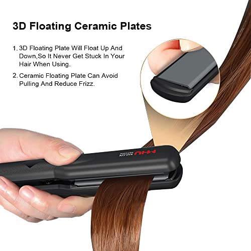 Hair Straightener And Curling Iron With Adjustable Temperature,1.25 Inch Wide Dual Voltage Floating Ceramic Plate 2 In 1 Flat Iron With Auto Shut Off #TOP3