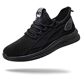 JCONGUW Non Slip Shoes for Men Women Sneakers Walking Shoes Black White Lightweight （Black 4）