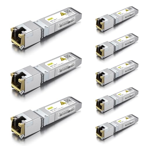 Image of 10Gtek ๐ญ๐ฌ๐๐๐ฎ๐๐ฒ-๐ง ๐ฆ๐๐ฃ+ ๐๐ผ ๐ฅ๐-๐ฐ๐ฑ ๐ง๐ฟ๐ฎ๐ป๐๐ฐ๐ฒ๐ถ๐๐ฒ๐ฟ, 10Gbe SFP+ Copper Ethernet CAT6a Module, up to 30m, for Cisco SFP-10G-T-S, Fortinet, TP-Link and More, Pack of 8