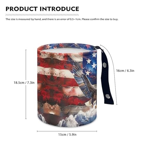 Image of Eagle with American Flag Car Trash Can Reusable Foldable Hanging Portable Dustbin Bin Waste Basket Collapsible Car Accessories Interior for Car SUV Trucks Universal
