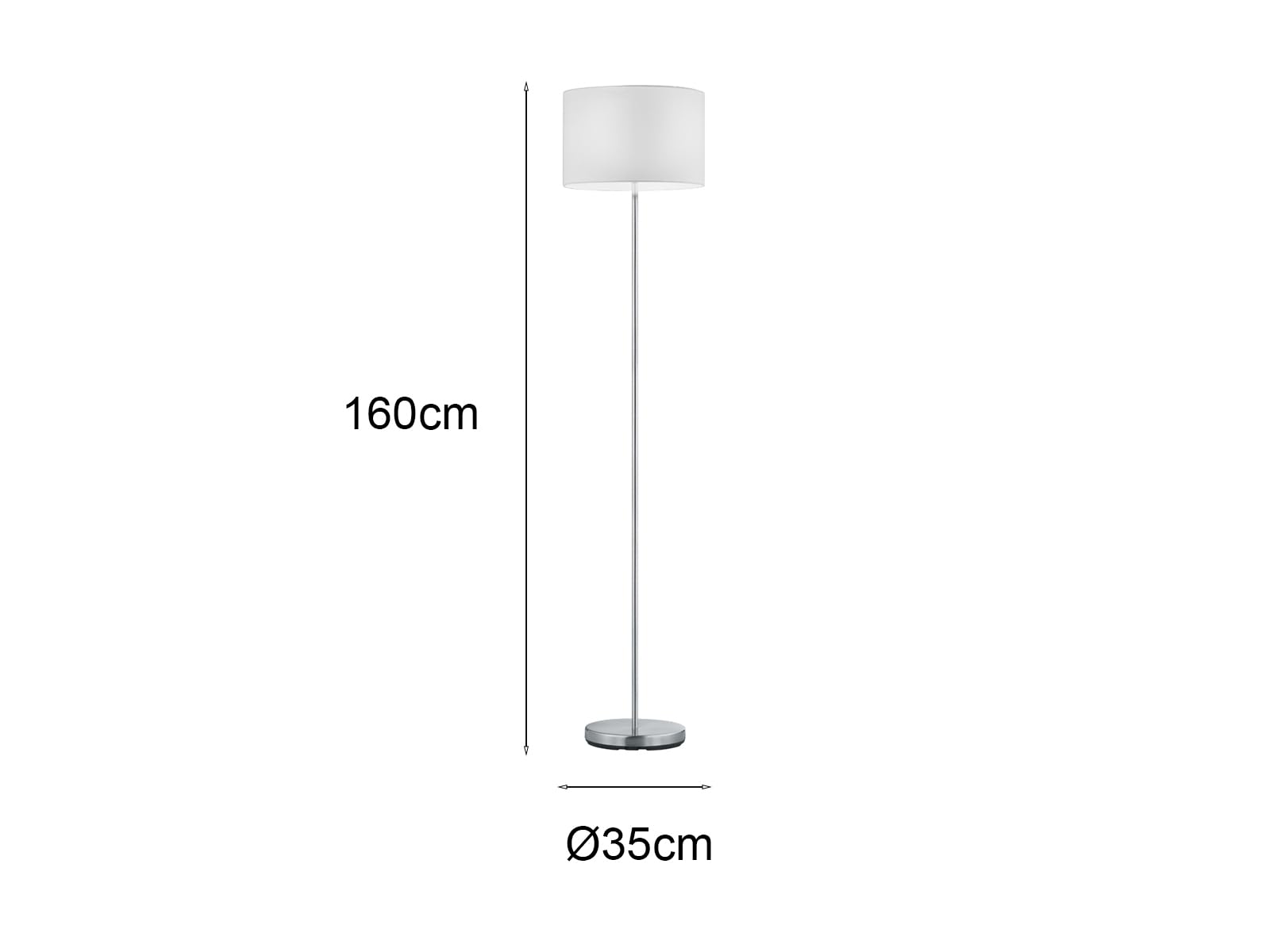 Trio Leuchten LED Stehleuchte Hotel 401100101, Metall Nickel matt, Stoffschirm weiß, exkl. 1x E27