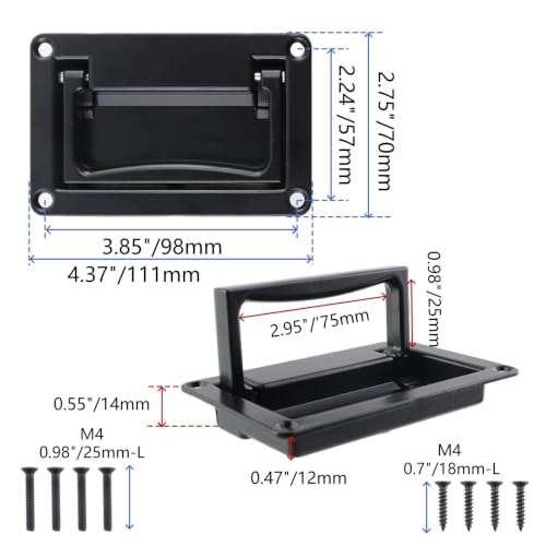 Image of Bitray Recessed Pull Handle 4.37 inch /111mm Zinc Alloy for Deck Hatch - Black