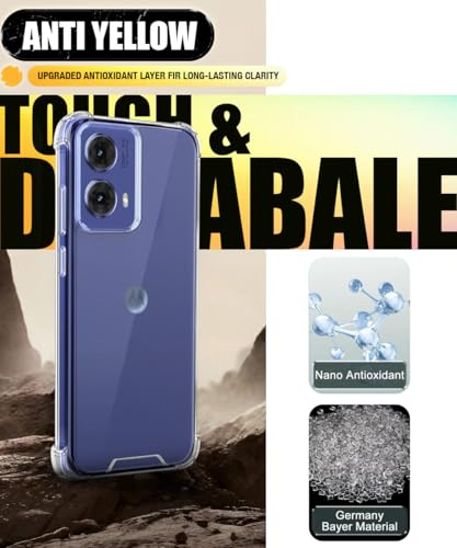 Image of WOW IMAGINE Ultra-Hybrid Crystal Clear Back Case for Motorola Moto G85 5G | Shockproof Design | Camera Protection Bump | Hard Clear Mobile Back Cover with Cushioned Edges - Transparent