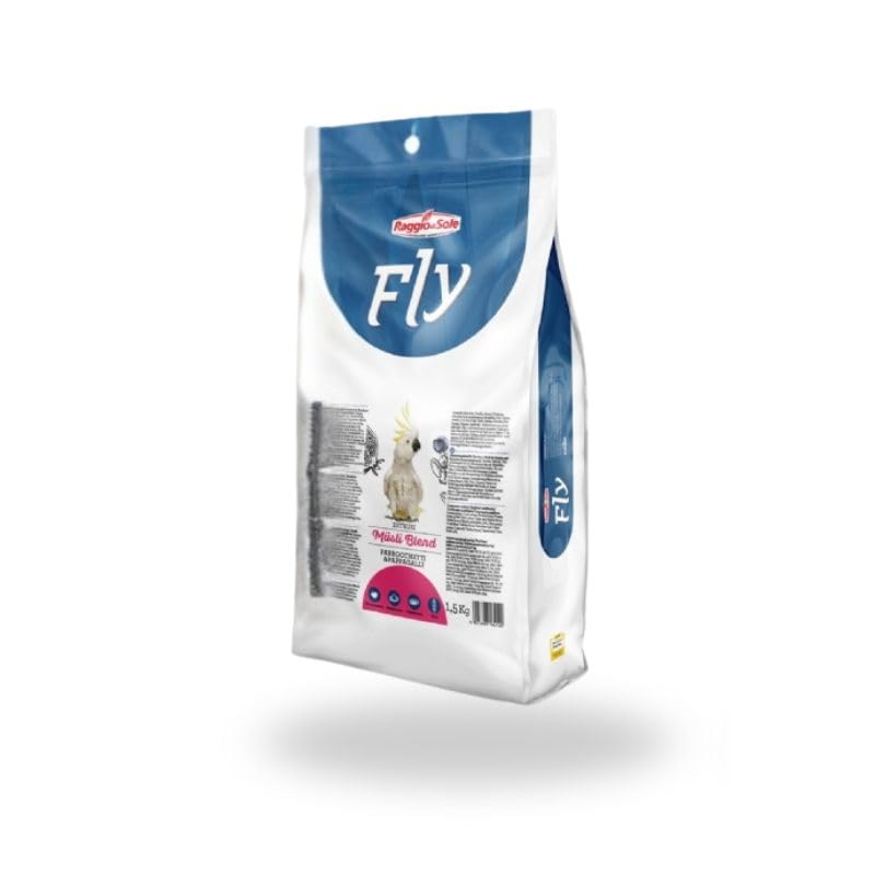 Raggio di Sole Fly Cibo Completo per Parrocchetti e Pappagalli, Müsli Blend con Verdure e Frutta, 1,5 kg