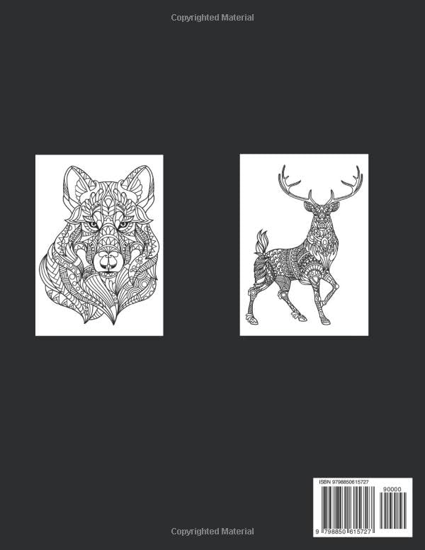 Miniatura 2 de Animals A Mindful Coloring Journey for Adults Stress Relief, Relaxation, and Mindfulness through Fantastic Animals Zentangle Designs ,Mandalas