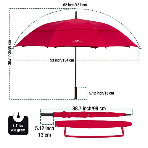 Procella Large Golf Umbrella – Award Winning, Windproof, Waterproof - Superior Heavy Duty Automatic Umbrella Defies High Wind, Sun & Rain – Perfect Cart Holder Fit – Matching Carrying Case Sleeve