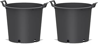 2 Macetas Grandes con Asas para exterior - Macetas para Frutales - Plantas Grandes y Huerto en maceta 40L - Drenaje estrella, Uso Profesional en Viveros y Cultivo Doméstico 45 x 33,5cm Color Negro (2)
