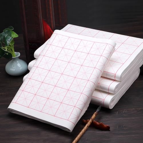 Papel de arroz de caligrafia chinesa com grades, 5 cm/grade, 100 folhas/pacote