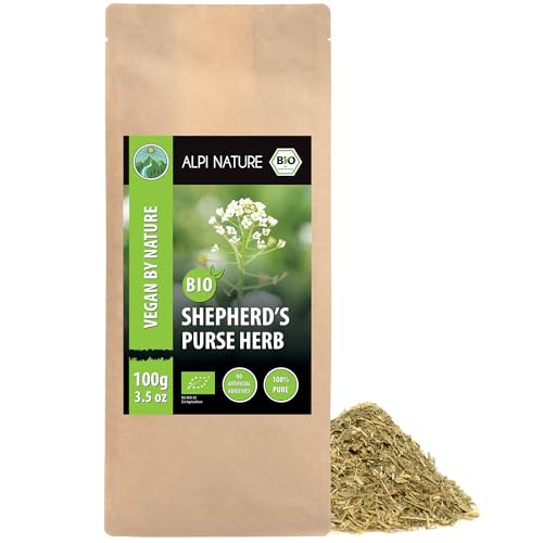 Alpi Nature Organic Shepherd's Purse Tea 100g 3.5 oz, Cut Shepherd's Purse Herb, Loose Leaf Tea