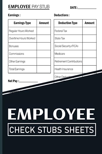 Employee Check Stubs Sheets: Employee payroll records | Pay stub