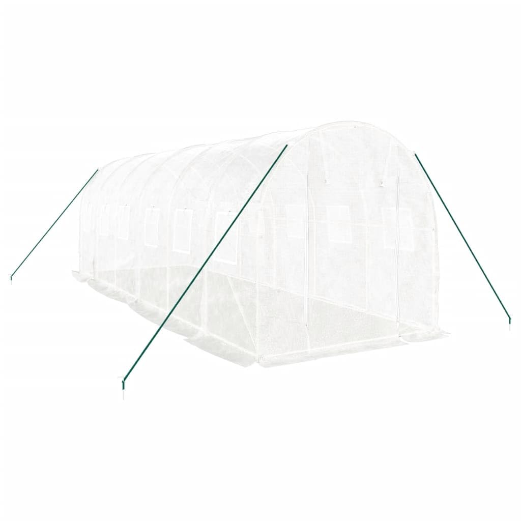 vidaXL Invernadero con Estructura de Acero, Invernáculo con Ventanas Puerta, Túnel de Cultivo, Vivero para Plantas, Blanco 12 m² 6x2x2 m
