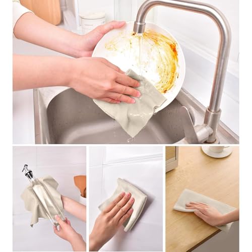 Image of LINEAR Microfiber Cleaning Cloth Roll | Kitchen Towel Roll | Cleaning Towels - Reusable and Washable Cloths for Kitchen, Washable and Reusable (20- Pack) 25 x 26 Cms (1, Cream, Medium)