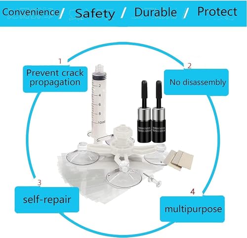 Auronp Windshield Repair Kit,Glass Repair Fluid Windshield Crack Repair Kit with Pressure Syringes,2 Pcs Car Windshield Chip Repair Kit Glass Repair Kit Quick Fix for Chips, Cracks, Star-Shaped Crack - Thumbnail 3