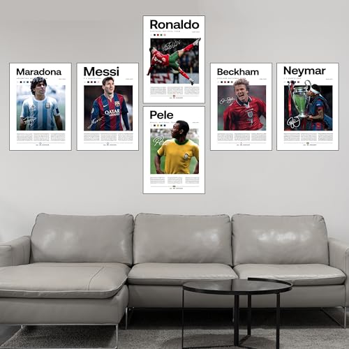 Image of Fit-in Trends Paper Pack of 6 - Football Players Messi,Ronaldo,Neymar,Pepe Wall Posters 8x9 Inch A4 Size 300 Gsm With Double Sided Tape Sports Posters Wall Art For Bedroom,Living Room