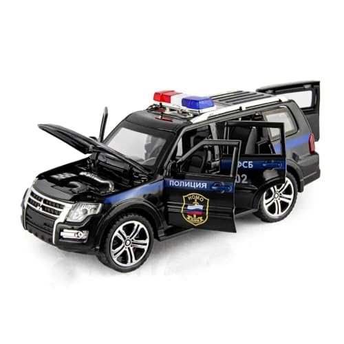 Image of 1 /32 Mitsubishis Police Pajero SUV Legering Model Auto Metal Diecast Voertuig Speelgoed Model Collection Simulatie Geluid Licht Speelgoed Voor Kids Gift (Black)