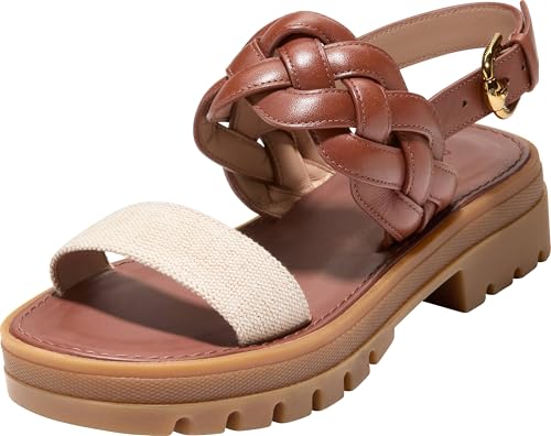 Cole Haan Cole Haan Women's Cressida Lug Sandals, Natural Canvas/Cuoio Leather, 10.5-B US