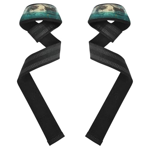 STAYTOP Piranhas and Pirate Ships Wrist Straps for Weightlifting,Lifting Straps with Neoprene Cushioned Wrist Padded and Anti-Skid Silicone for Strength Training,Bodybuilding,Deadlifting