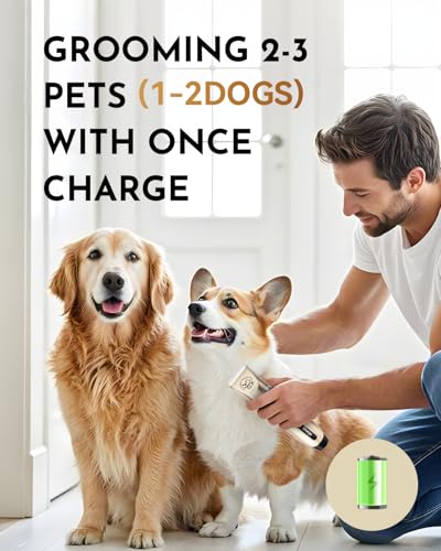 Hundeschermaschine, Haarschneidemaschine für Hunde, Schermaschine Hund Trimmer Fellpflege Kit mit 4 Kamm, Schere, Edelstahl Kamm, Reinigungsbürste