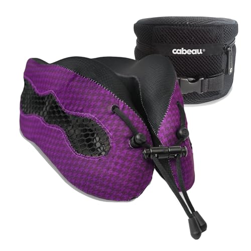 Image of Cabeau Evolution Cool Long Haul Flight Cooling Travel Neck Pillow with Supportive Memory Foam, Airflow Vents, Compact Carrying Case, Purple