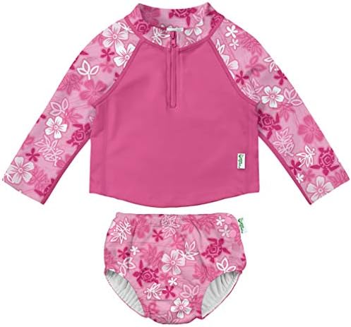 i play. baby girls Two Piece Rashguard Rash Guard Set, Pink Hawaiian Turtle, 4T US
