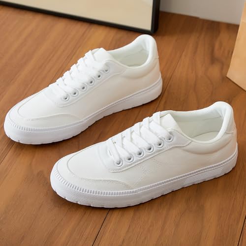 Witwatia White Sneakers for Women Low Top Canvas Shoes White Tennis Shoes Women's Comfortable Fashion Sneakers4
