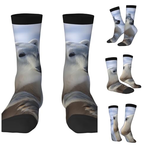 LZQPOEAS Polar bear Athletic Socks Unisex Cushioned Crew Socks Hiking Running Calf Sock Soft Above Ankle Sock