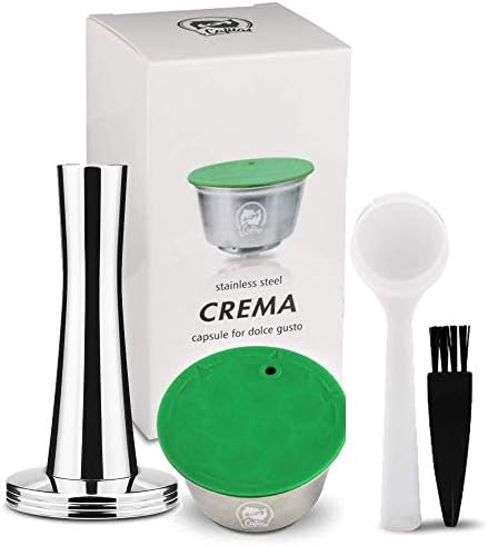 Refillable Dolce Gusto Coffee Capsule,Stainless Steel Reusable Capsule filling, Replacement for Dolce Gusto Brewer, with 1 coffee spoon and 1 cleaning brush (1 Pod,1 Tamper)