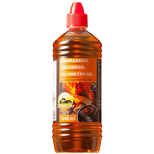 FARMLIGHT BBQ 1 L Bio encendedor de gel para barbacoa, chimeneas y braseros, 1 botella de 1 litro