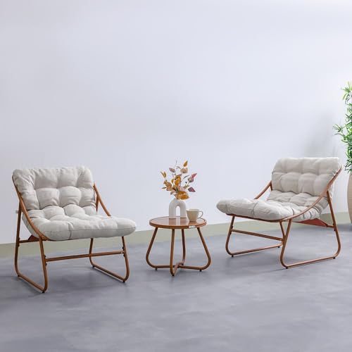 Danube Home Zoya 1 + 2 Seater Balcony Set |Table And Chairs Set | All Weather 3 Piece Bistro Set With Coffee Table | Modern Design Furniture For Outdoor Garden - Orange/Cream