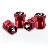 4Pcs Car Tire Valve Stem Caps, for Maserati Quattroporte, Ghibli, Levante All ModelsWheel Cap,Tires Air Caps Cover Corrosion Resistant Tire Valve Cap Accessory Red Style B