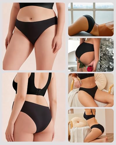 Image of FINETOO 6 Pack Women's Seamless Hipster Underwear No Show Panties Invisibles Briefs Soft Stretch Bikini Underwears XS-XL