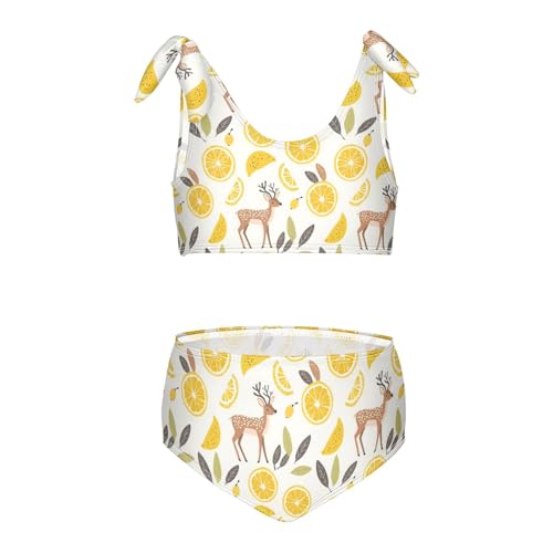 Deer and Lemon Girls Two Piece Tankini Swimsuits Summer Bathing Suit Beach Swimwear Set
