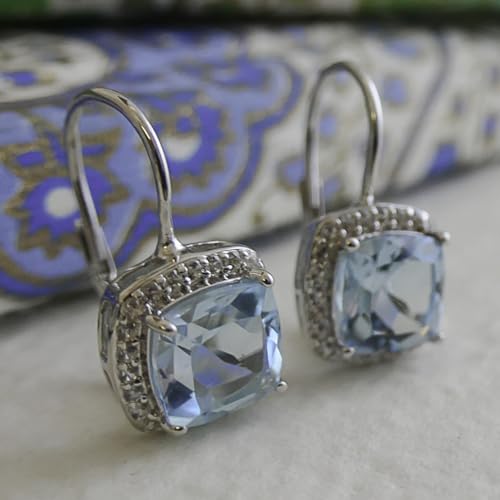 Boucles d'oreilles topaze bleue à fermoir levier pour vos soirées