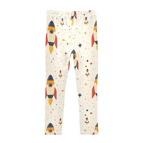 Cartoon Rocket A Girls Leggings Athletic Pants Tights Stretch Bottom2