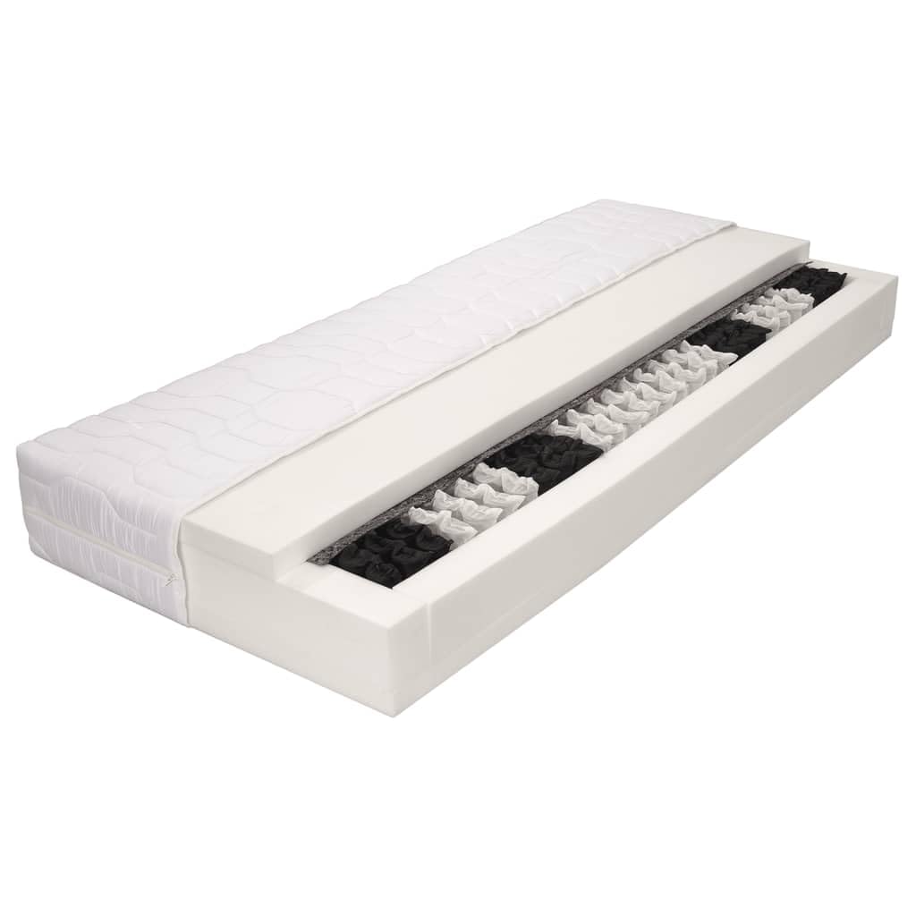 Materac 100 x 200 cm, 7-strefowy materac ze sprężynami kieszeniowymi o twardości H2, wysokość 20 cm, oddychający, nadający się do prania, ergonomiczne odciążenie pleców, pasuje do stelaża łóżka