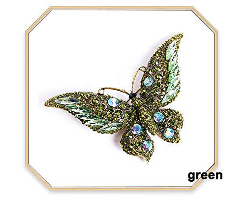 Image of Suoirblss 3.74 Inches Vintage Rhinestone Butterfly Brooch Pin Crystal Cute Animal Rhinestones Corsage Pin