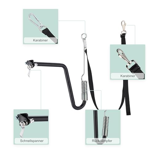 Relaxdays Fahrradleine Hund, Hundestange für Fahrrad, Hundeleine mit Abstandshalter & Feder, Hände frei, schwarz/Silber