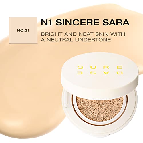 Surebase Nudy Steady Cushion Foundation N1 Sincere Sara - Flawless Cushion Foundation Compact – Lightweight Silky Finish – Silicone Free - 24 Hour Full Coverage – Noncomedogenic, Vegan, Cruelty-Free - 0.44 Fl.oz. #TOP3