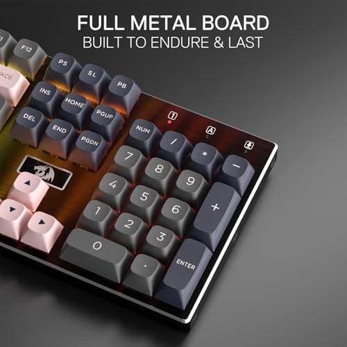 Image of Redragon K556 SE Wired Gaming Keyboard, 104 Keys Hot-Swap Mechanical Keyboard w /Original Aluminum Base, Upgraded Socket, Noise Dampening Kit, PBT Keycaps & Custom Linear Switch, Dawn Sakura Color