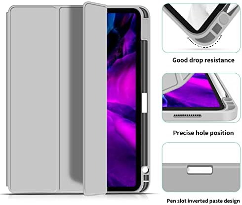 ZOYU Case for 2022 iPad Air 5th Generation 10.9 inch/iPad Air 4th Generation 2020, Trifold Stand Protective Case with Pencil Holder Support 2nd Pencil Charging, Auto Sleep/Wake, for Air 5/4 - Gray