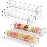 Yopay 4 Pack Cracker Tray for Serving Clear, Acrylic Macaron Display Tray, Biscuit Cracker Holder Stand for Wedding Home Party Events, 11 x 2.7 in, Rectangular