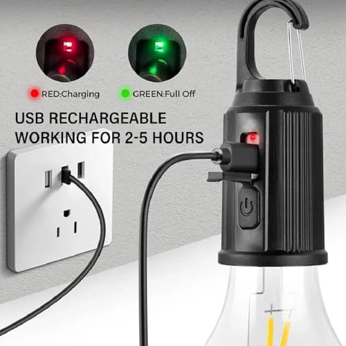 Image of Rechargeable LED Camping Lantern - Waterproof Hanging Tent Light with USB Charging & 3 Light Modes for Hiking, Emergency, Camping & Car Repair (Pack of 1)