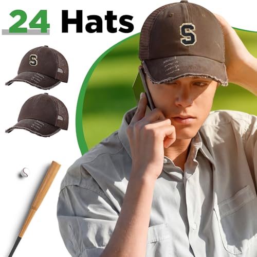Image of Suhine 24 Pcs Blank Trucker Hat Bulk Unisex Mesh Baseball Cap for Sublimation Embroidery Vintage Adjustable Hat for Men Women